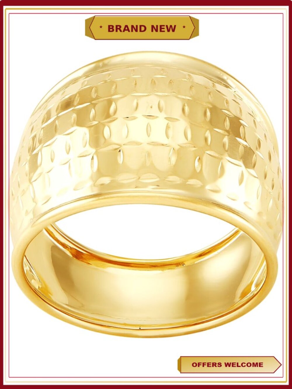 10K Yellow Gold Woven Dome Ring Size 7